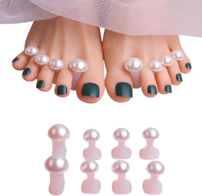8-delige Witte Parels Silicone Teen Separator – Set Teen Spreiders voor Nagellak, Pedicure, Voetverzorging, Nagelherstel en Teenzorg
