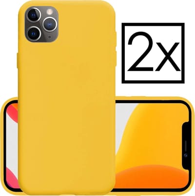 Hoesje - 2 Stuks - Geschikt voor Apple iPhone 11 Pro - Sterk & Shockproof - Case Siliconen - Back Cover - Telefoon Hoes - Geel