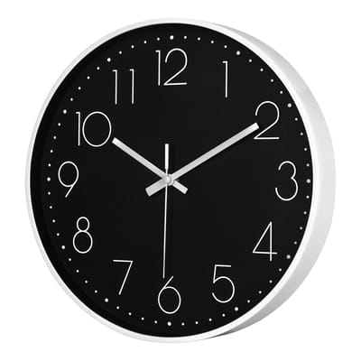 IvoQ Moderne Wandklok - 30 cm - Zwart/Wit - Goed Leesbaar - 3D Cijfers - Muurklok