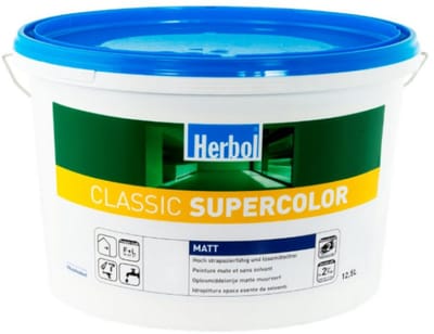 Herbol Classic Supercolor Mat - Hoogdekkende matte binnenmuur verf op waterbasis - 12.5 L - RAL 9010 Pure White ( gebrokenwit)