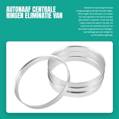 Dailygoods- Autonaaf Ringen 4 Stuks - Aluminiumlegering - Binnendiameter 72,6 mm / 74,1 mm - Goede Pasvorm - Eliminatie Stuurtrillingen - Nauwkeurig Vervaardigd - Naafringen