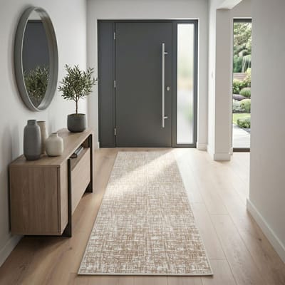 Floordirekt Tapijtloper Tessaro - Moderne Antislip Loper voor Hal, Keuken & Entree - Beige - 80 x 100 cm - Onderhoudsvriendelijk & Duurzaam - Diverse Kleuren & Maten