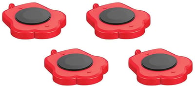Robuuste rollen met 4 glijders voor eenvoudig en veilig verplaatsen, apparaatrollen voor banken, banken en koelkasten (4 rollen - rood)
