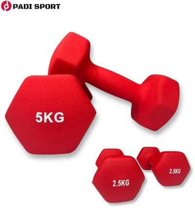 Padisport dumbells Rood 2.5 en 5 kg - 5kg dumbells - gewichten set halters - gewichten set dumbbell