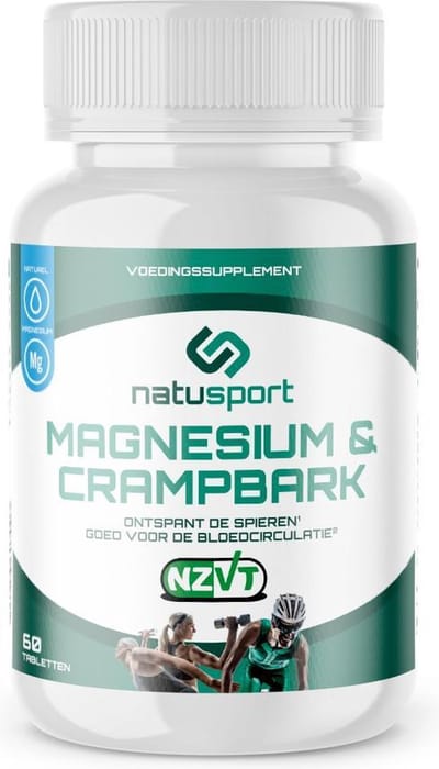 Natusport Magnesium & Crampbark Capsules - Magnesiumbisglycinaat - NZVT Gecertificeerd - 60 capsules