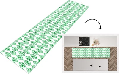 Keukenloper - Loper keuken - Patroon - Blad - Groen - 200x50 cm - Keukenloper vinyl