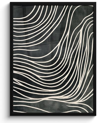Poster in lijst - Fotolijst 50x70 cm - Posters - Lijnen - Patroon - Abstract - Wit - Posterlijst zwart - Decoratie - Wanddecoratie woonkamer - Muurdecoratie slaapkamer