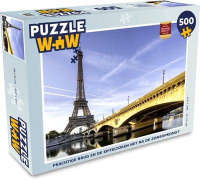Puzzel Prachtige brug en de Eiffeltoren net na de zonsopkomst - Legpuzzel - Puzzel 500 stukjes