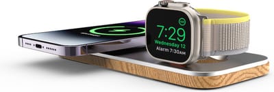 Cubenest 2-in-1 magnetische draadloze oplader k200 - compatibel met MagSafe-technologie - Voor iPhone 12-17 (Alle modellen) - Apple Watch - AirPods - Qi-apparaten - zilver