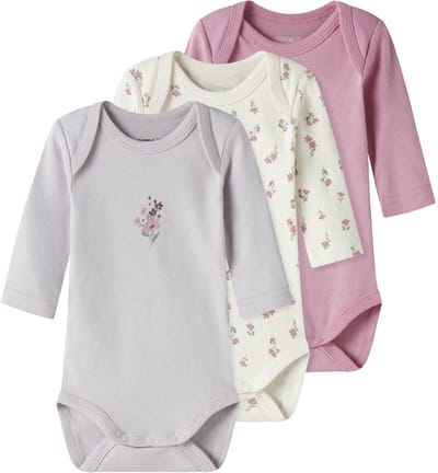 NAME IT - NBFBODY 3P LS FLOWER NOOS - Baby - Bodies