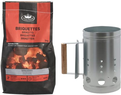 Fancy Flames BBQ aanmaakset - briketten - 3 kilo - met snelstarter - staal/hout