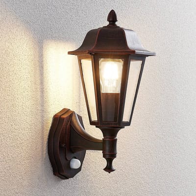 Lindby - Wandlampen buiten - 1licht - aluminium, glas - H: 35.2 cm - E27 - zwart-roest, helder