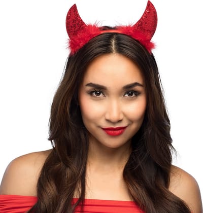 Boland - Diadeem duivelhoorntjes Demoon rood Rood - Één maat - Kinderen en volwassenen - Vrouwen - Duivel - Demoon - Halloween - Cosplay - Themafeest - Carnaval