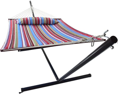 Hangmat met Standaard en Kussen voor 2 Personen - Heavy Duty, 450 lbs Capaciteit, Perfect voor Binnen en Buiten