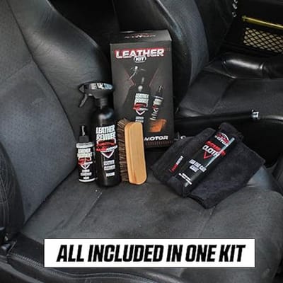 Leer-, Huid- & Alcantara Reinigingskit – Complete 500 ml Cleaner + 100 ml Conditioner – Inclusief Borstel & 2 Microvezeldoeken – Auto Interieur Onderhoud