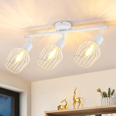 Glitzerlife - Vintage Retro Plafondspot Plafondlamp - 3xE14 fitting - opbouwspots - 350° draaibaar - Metaal - Ø46cm - Wit - Voor keuken, slaapkamer en gang