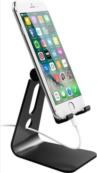 *** Telefoonhouder Telefoonstandaard - Handige standaard voor smartphone - Verstelbaar - Zilverkleurig - Universeel - van Heble® ***