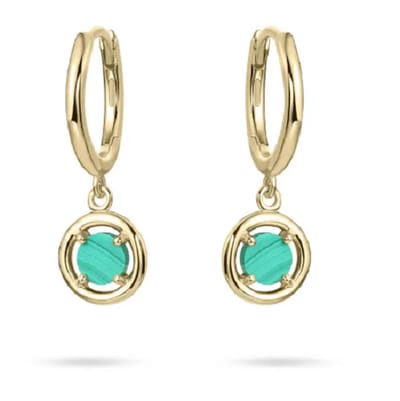 14 Karaat Gouden Klapoorringen met Prachtige Groene Malachiet | Luxe Oorbellen | Cadeauverpakking