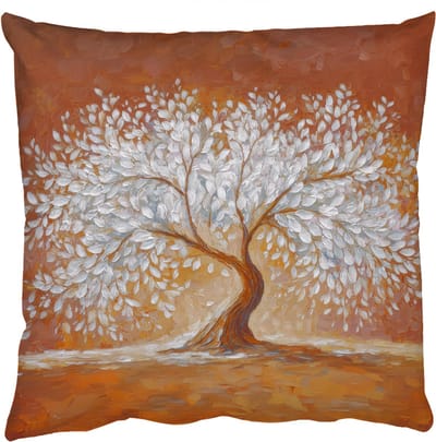 Sierkussens - Kussentjes Woonkamer - 50x50 cm - Abstract - Boom - Wit - Bladeren