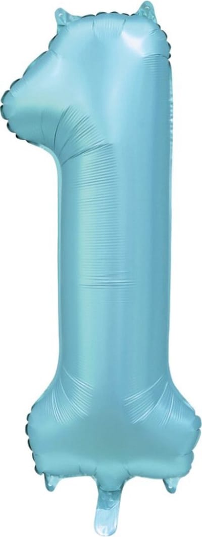 Folie Ballon Cijfer 1 Satin licht blauw XL 86 cm