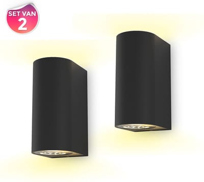 B.K.Licht - Wandlampen - 2 stuks - buiten en binnen - IP44 - GU10 - 3.000K