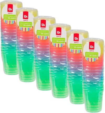 Excellent Houseware shotglas - 120x - kleuren - kunststof - 30 ml - herbruikbaar