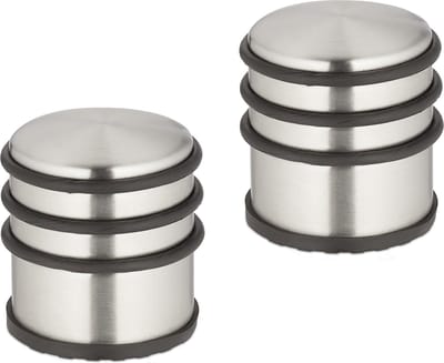 2x deurstopper rvs - hoge deurstop binnen - zonder boren - zwaar - brons - rond