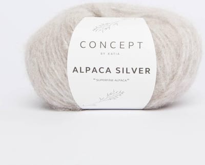 Alpaca Wol Katia Licht Beige/ Zilver nr. 251 - alpaca wol - breigaren - breien - haken - sjaal breien - muts breien - debardeur breien - super zacht - garen - breiwol