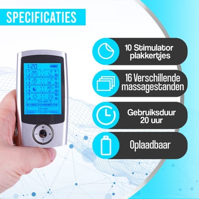 Sieham Tens Apparaat - Elektrodentherapie Apparaat voor Spierstimulatie (EMS) en Pijn Therapie - 10 Extra Elektrodenpads