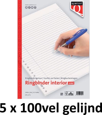 5 x Interieur Quantore - A4 - 23-gaats - gelijnd - 5x100vel