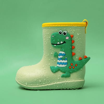 Waterdichte Regenlaarzen Schattig Cartoonpatroon Zachte Zool EVA Regenschoenen voor Kinderen Kinderen Groen 16cm 16cm / 6.3in groen