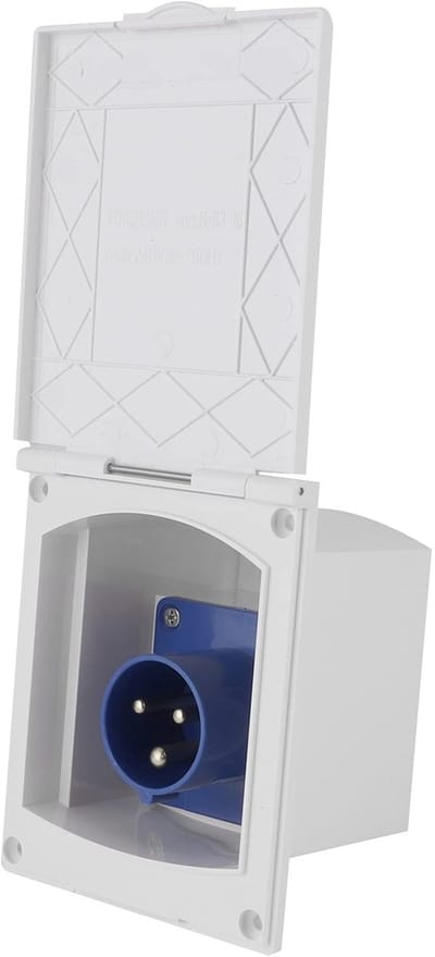 Allecto - RV 16A-stekker - Waterdicht stopcontact - Voor externe installatie - Geschikt voor campers en caravans - Hoogwaardige ABS en koper - 220V...