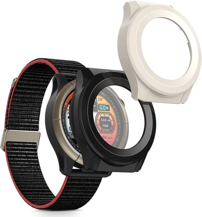 kwmobile 2x cover geschikt voor Amazfit Cheetah / Amazfit Cheetah Pro - Fitnesstracker cover van gehard glas en kunststof frame set zwart / wit
