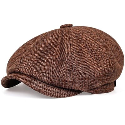 Retro Newsboy Petten Heren Achthoekige Petten Britse Schilderspetten Herfst Winter Baretten Visgraat Platte Petten Hip Hop Baretten Petten brown