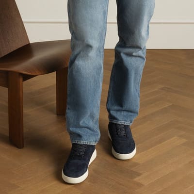 Manfield - Heren - Donkerblauwe suède sneakers - Maat 43