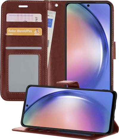 Hoesje - Geschikt voor Samsung Galaxy A54 - Luxe Bookcase - Walletcase Hoes - Portemonnee - Cover - Telefoonhoes - Bruin
