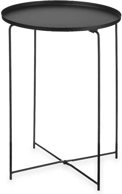 Giftdecor Bijzettafel/salontafel/koffietafel - Bombay - zwart - metaal - rond - D35 cm x H50 cm