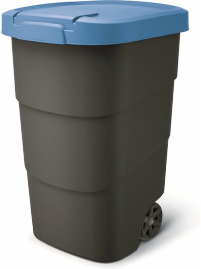 Prosperplast - Wheeler - Grote Afvalbak met wielen 95L - Blauw / Kunststof