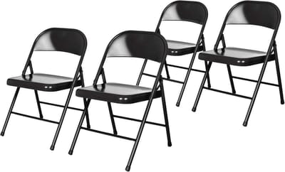 4 Pack Stalen Vouwstoelen - Zwarte Stoelen voor binnen en buiten