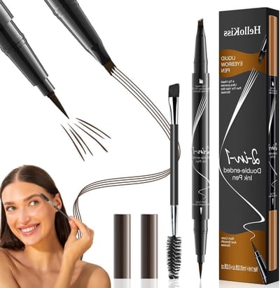 Professionele 2-in-1 Oogbrauwpotlood met Microblading Tip en Precisie Borstel voor Natuurlijke 3D Effecten, Waterproof en Langdurig (Donkerbruin)