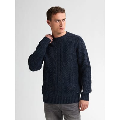 Petrol Industries - Heren Grofgebreide Trui Medford - Blauw - Maat L