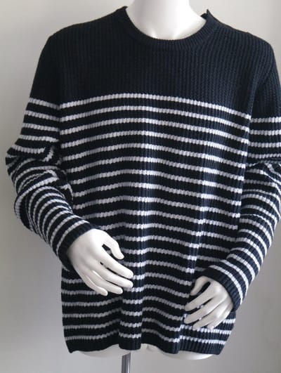 Gaastra Gestreepte Wollen Trui - Zwart/ Grijs Gestreept - Maat XXXL