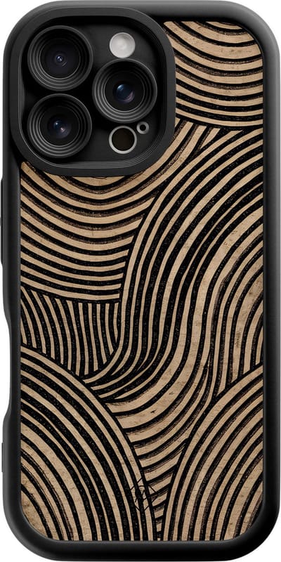 Casimoda® hoesje - Geschikt voor iPhone 16 Pro - Ebony Waves - Effen telefoonhoesje met lensbescherming - Siliconen/TPU - Backcover - Zwart