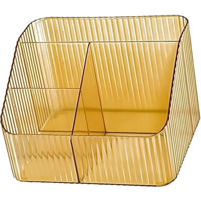 Bureau Opbergdoos Trapeziumvormige Organizer PP Kunststof Sorteerdoos voor Make-up Cosmetische Kwast 4 Vakjes oranje
