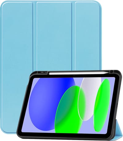 Hoesje Geschikt voor Apple iPad A16/A18 (2025/2026) - 11 inch (11e & 12e generatie) - Dun & Stevig - Trifold Bookcase - Hard Cover Case - Met Uitsparing Geschikt voor Apple Pencil - Hardcover Book - Tablet Hoes - Lichtblauw