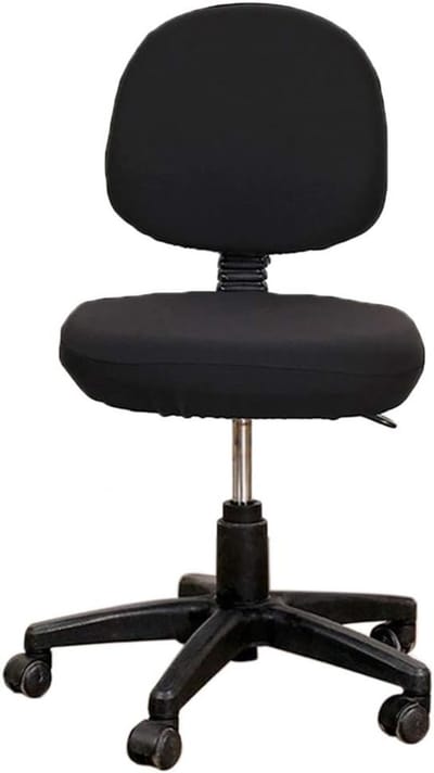 Stretchbare en Wasbare Stoelhoezen voor Kantoorstoelen met Draaibare Rugleuning en Kussenbescherming - Universele Bescherming voor Computerstoelen (Zwart)
