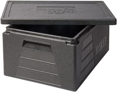 Thermo Future Box Square GN 1/1 Premium Transport Box, Warming Box and Insulation Box with Lid, Thermobox Made of EPP (Expanded Polypropylene), Black, 42 Litre Boxers