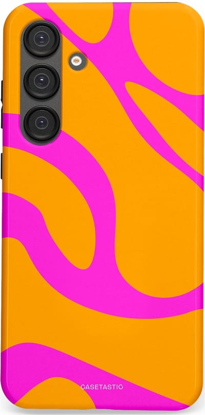 Casetastic Hoesje Geschikt voor Samsung S25 Plus - Stijlvolle Beschermende Duo-layer Case - Zonnige Zebra Roze-Oranje