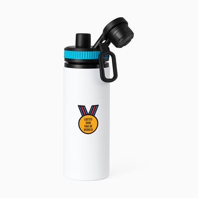 Hacebo® - liefste oom van de wereld waterfles met draaidop blauw - Oom - de liefste oom - verjaardagscadeau - verjaardag - cadeau - cadeautje voor oom - oom artikelen - kado - geschenk - gift - water fles - 850ML