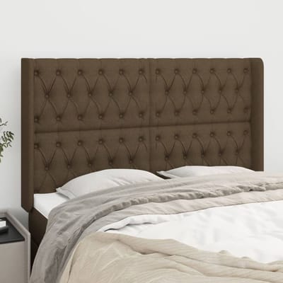 vidaXL - Hoofdbord - met - randen - 147x16x118/128 - cm - stof - donkerbruin